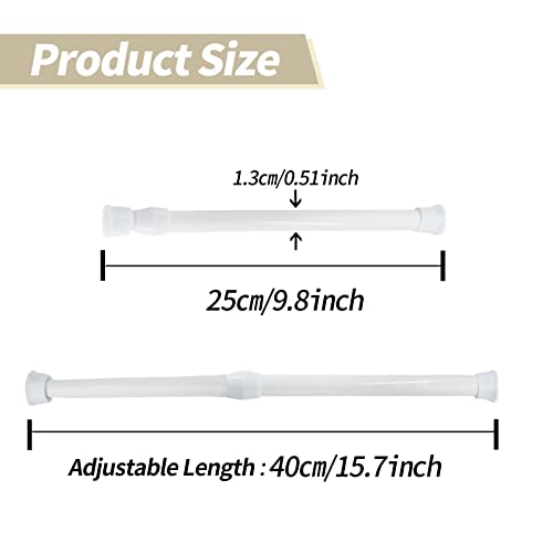 Kyuionty 4-Pack Spring Tension Rods, Adjustable 9.8-15.7 Inch White