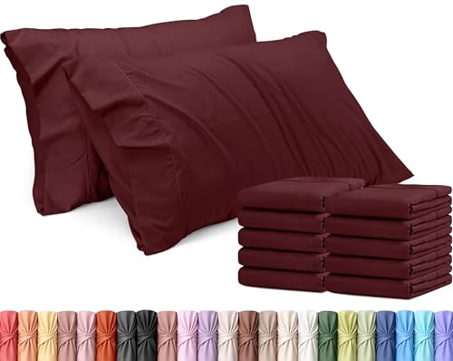 Utopia Bedding Queen Pillow Cases, Burgundy Microfiber, Set of 12
