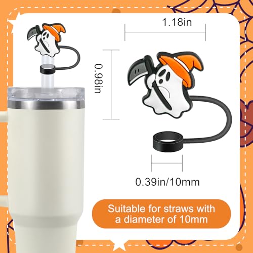 Ghost Straw Covers for Stanley Cup - 6 Pcs Reusable Silicone Caps