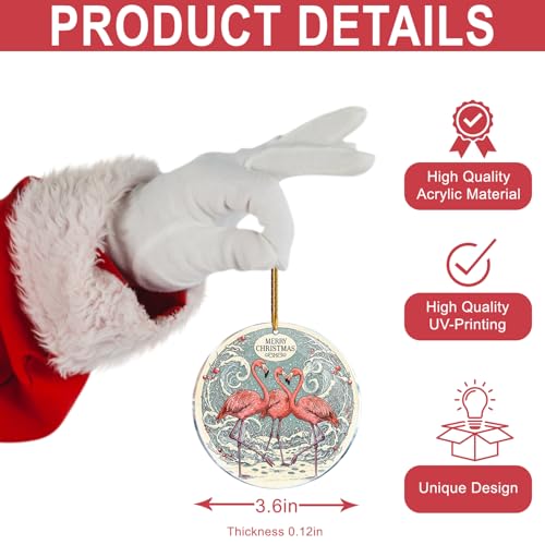 Flamingo Christmas Ornament - Pink Acrylic Keepsake Gift