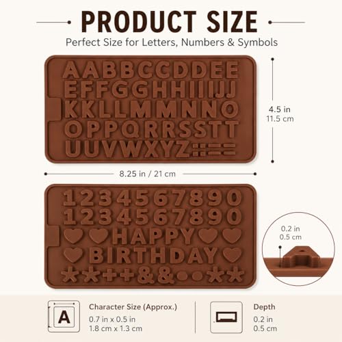 Mini Alphabet & Number Silicone Molds - 2 Pack for Cake Decorating