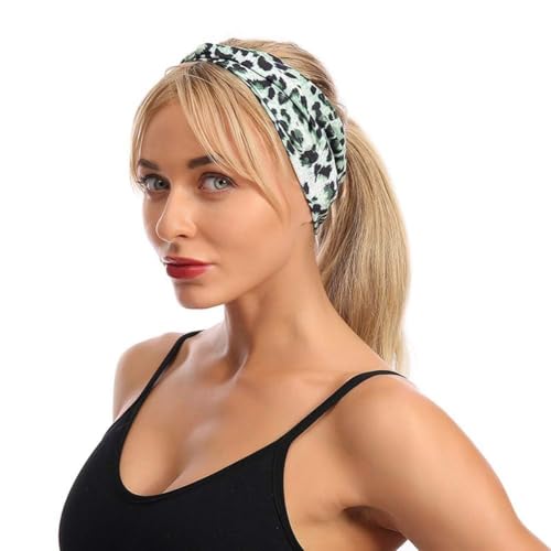 Purple Leopard Print Cross Elastic Headband for Women & Gym