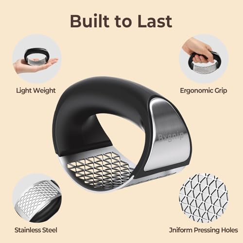Stainless Steel Garlic Press Rocker – Effortless Squeeze for Easy Mincing