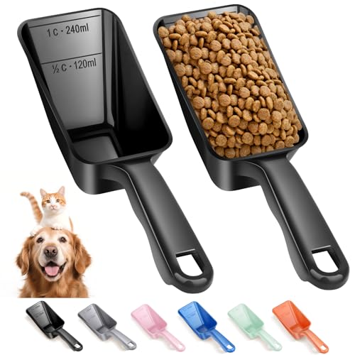 2-Pack Pet Food Scoop - 1 Cup Measuring Tool for Dogs, Cats & More
