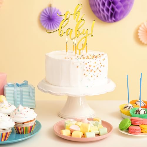 Oh Baby Cake Topper - Gold Mirror Acrylic for Baby Showers