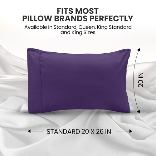 Utopia Bedding Standard Pillowcases - Ultra Soft Microfiber, Eggplant (4-Pack)