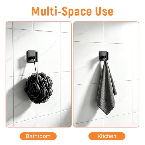 SetSail Adhesive Towel Hooks - Matte Black, 4 Pack for Bathrooms