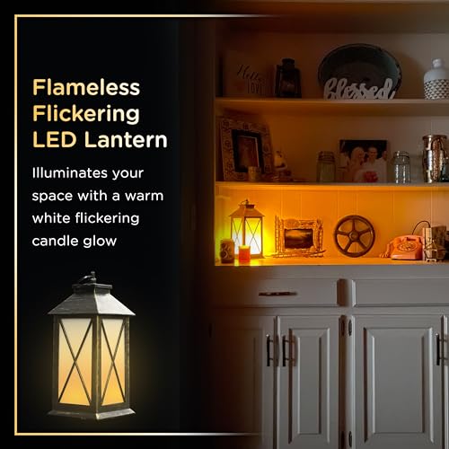Flameless Candle LED Lantern - Battery Operated Rustic Lighting