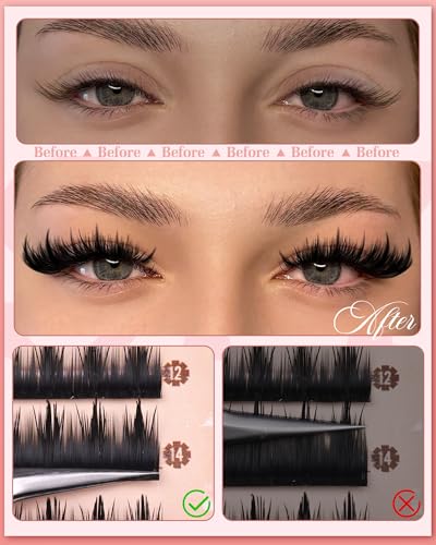 Zanlufly Manga Lash Clusters Spiky Anime DIY Individual Eyelash Extensions 10-18mm