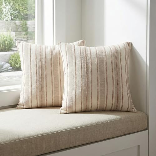 Boho Pillow Covers Set of 2 - Khaki 20x20 Decorative Throw Pillows