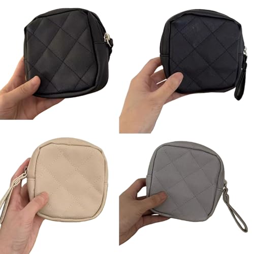 Small PU Leather Makeup Bag with Handle - Portable Mini Cosmetic Pouch