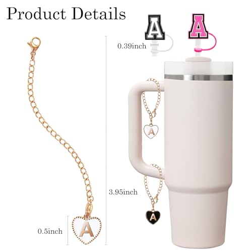 Personalized Letter A Straw Cover & Charm for Stanley Tumblers