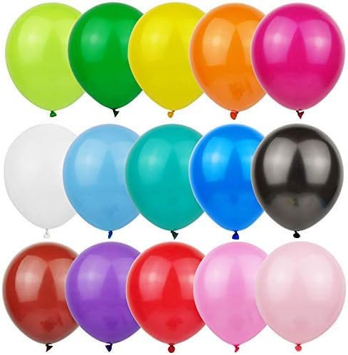100 Pack Strong Latex Party Balloons - 10 Inch Assorted Colors for Helium or Air | Perfect for Kids' Birthday & Rainbow Weddings