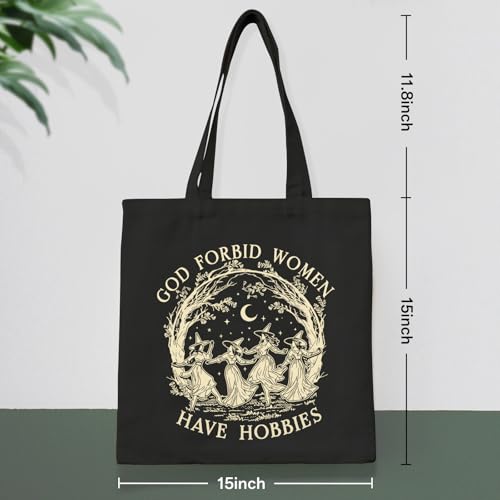 Cute Witchy Canvas Tote Bag for Women - Funny Spooky Gift