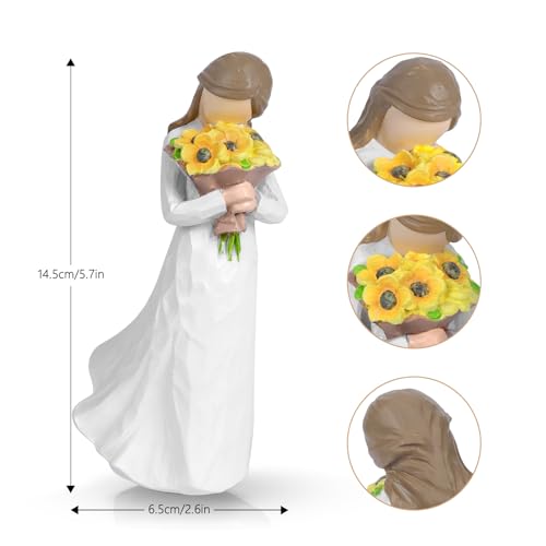 Sunflower Figurine Gift for Women, 5.7-Inch Hand-Painted Desk Decor