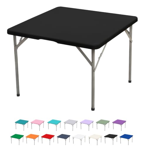 34" x 34" Square Fitted Table Cloth Cover - Elastic Black (1 Pack)