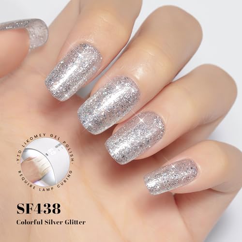YTD Likomey Silver Holographic Glitter Gel Nail Polish 15ml