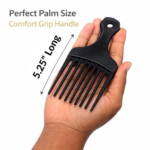 G.B.S Wide Tooth Afro Pick Comb for Curly and Coily Hair (3-Pack)
