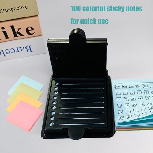Dukaka Sticky Note Holder with 5 Stencils for 3x3 Inch Notes - Black