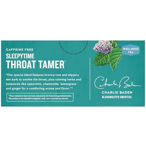 Celestial Seasonings Sleepytime Throat Tamer Herbal Tea - Caffeine Free, 20 Tea Bags (Pack of 1)