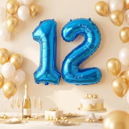 32 Inch Blue Foil Helium Number Balloon for Birthday & Wedding