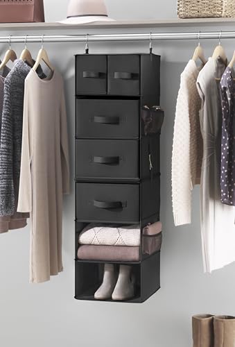 Whitmor Black 5-Tier Hanging Closet Organizer with Drawers