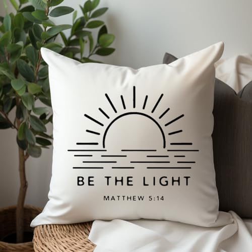 Be The Light 18x18 Decorative Throw Pillow Cover - Bible Verse Gift