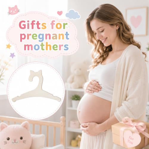 Wooden Baby Hangers with Bear Ears - 10 Pack Non-Slip Design
