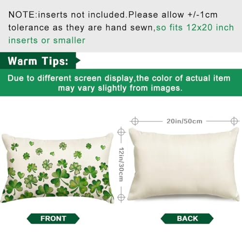 St. Patrick's Day Shamrock Pillow Cover 12x20 Inch - Green