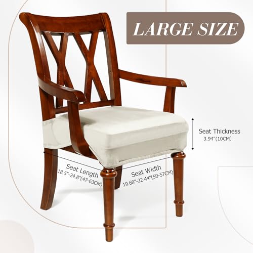 Havawish Extra Wide Velvet Dining Chair Seat Cover - Beige White