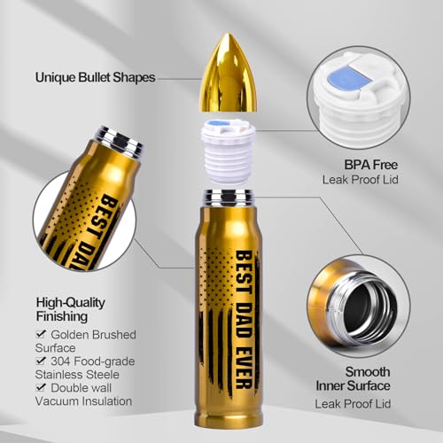 Best Dad Ever Christmas Stocking Stuffers - 17oz Stainless Steel Bullet Tumbler
