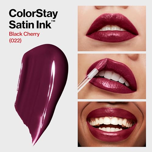 Revlon ColorStay Satin Ink Liquid Lipstick, 022 Black Cherry, 0.17 fl oz