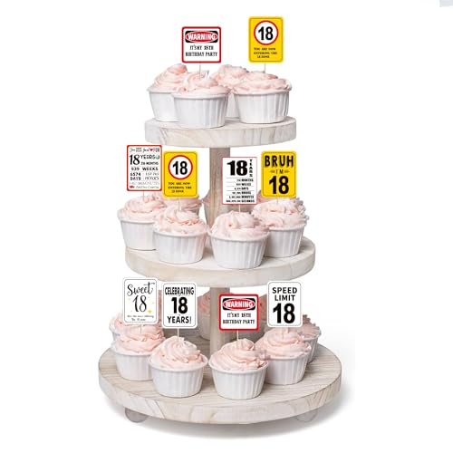 40 Pack Happy 18th Birthday Cupcake Toppers - Cheers to 18 Years Decor