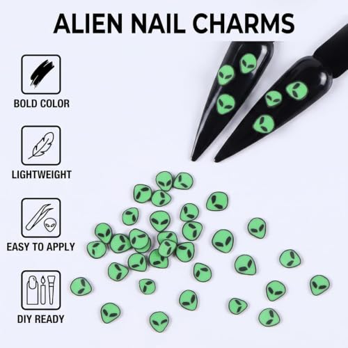 3D Green Alien Polymer Clay Nail Art Slices & Slime Charms