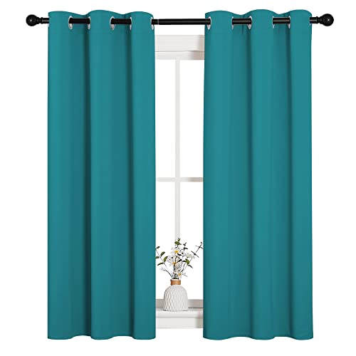 NICETOWN Blackout Curtains - 34"W x 54"L Grommet Drapes, Peacock Teal (2-Pack)