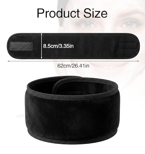 ValueBargain 4-Pack Black Spa Headbands for Facials and Makeup