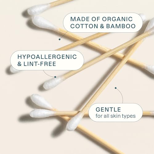 Cliganic Organic Bamboo Cotton Swabs 100 Count Eco-Friendly Buds