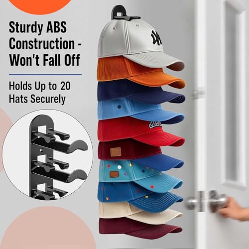 Hat Organizer Rack - 2 Pack Wall Mounted Baseball Cap Storage