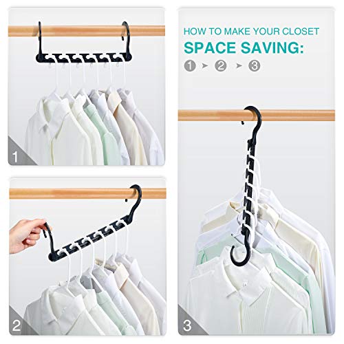 HOUSE DAY Black Space Saving Hangers Organizer - 12 Pack