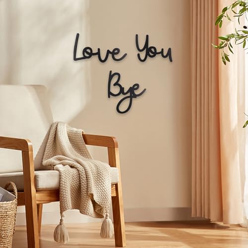 Love You Bye Sign - Modern Farmhouse Wall Decor for Entryway