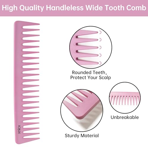 xnicx Carbon Pink Wide Tooth Detangling Comb for Curly Wet Hair