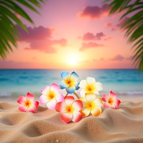 5-Piece Hawaiian Plumeria Flower Hair Clips Tropical Beach Accessories