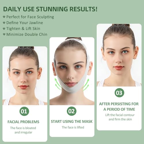 Reusable Facial Lifting Belt V-Line Mask & Chin Strap (Green)