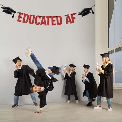 Black Glitter Educated AF Graduation Banner - Class of 2026