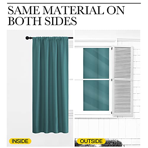 NICETOWN Sea Teal Blackout Curtains for Camper Windows, 42" x 36", Set of 2
