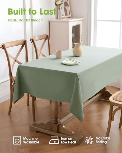 Pureegg Waterproof Sage Green Tablecloth - 52 x 70 Inch, Stain-Resistant & Wrinkle-Free for Dining and Events