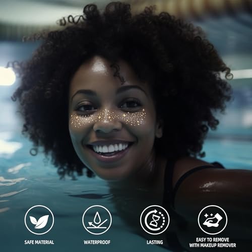 Sokfone Gold Glitter Freckles Face Tattoo 8-Pack Waterproof Temporary Makeup Patches