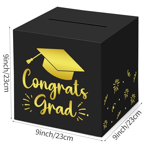 Black Graduation Card Box - 9 Inch Congrats Grad Cap Holder