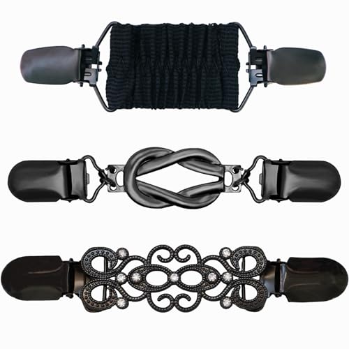 3PCS Black Elastic Waist Cincher Clips for Dresses & Sweaters