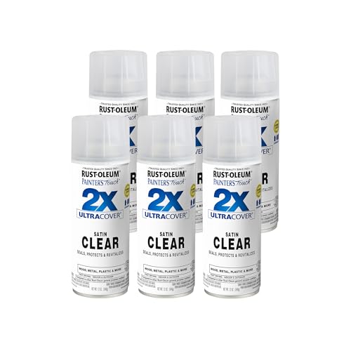 Rust-Oleum Painter's Touch 2X Ultra Cover Spray Paint, Satin Clear, 12 oz (6 Pack)